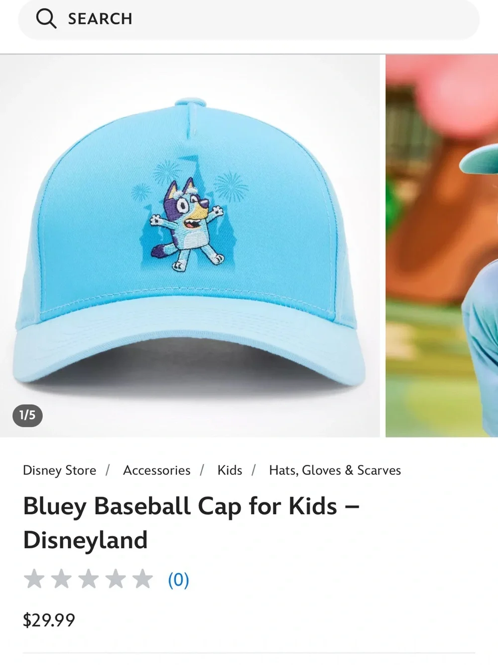 Disney Light Blue Bluey Baseball Cap for Kids